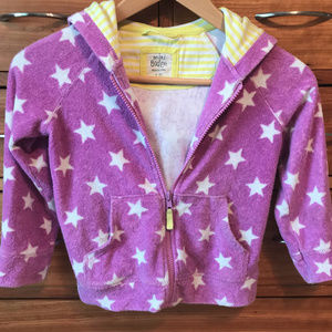 Mini Boden Purple Stars Terry Zip-Up Hoodie 4-5